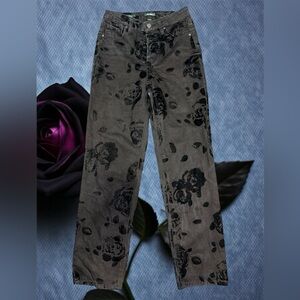 Wild Fable High-Rise Straight Jeans with Black Velvet Floral Print